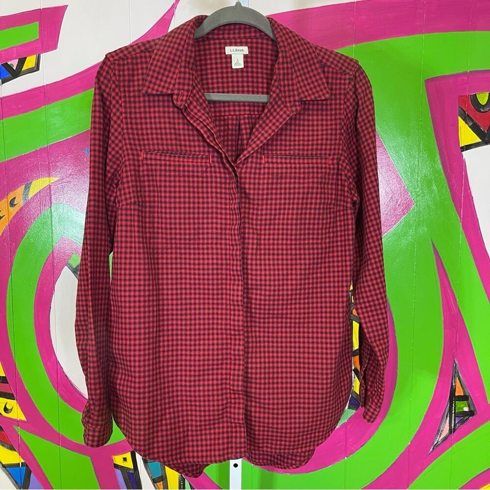 L.L. Bean, Red Plaid Button-Up Shirt. Size Small. In excellent condition!